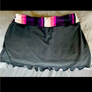 Lululemon Black Tennis Skirt with Ruffles, Pocket. Size 8